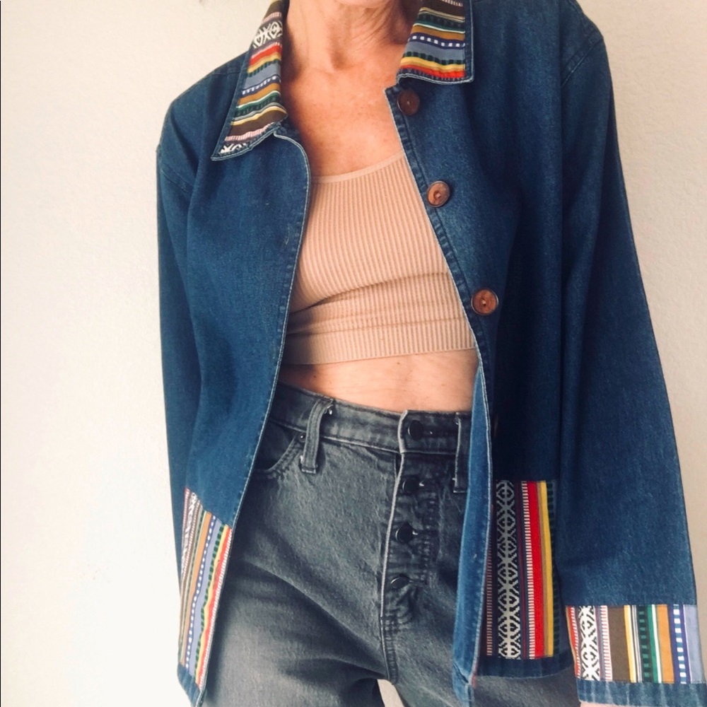 🦊VTG button down soft denim boho jacket - Picture 4 of 11